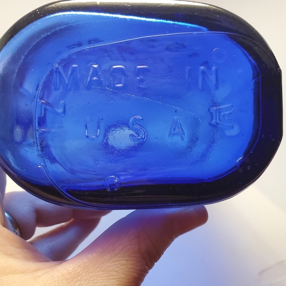 Vintage Genuine Phillips Milk of Magnesia Cobalt Blue Glass Embossed Bottle 9" - Picture 4 of 4